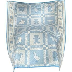 VTG 70s Cottagecore Grannycore Geese Sheep Teddy Quilted Baby Blanket Handmade